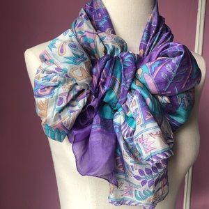 Indian print handmade purple scarf